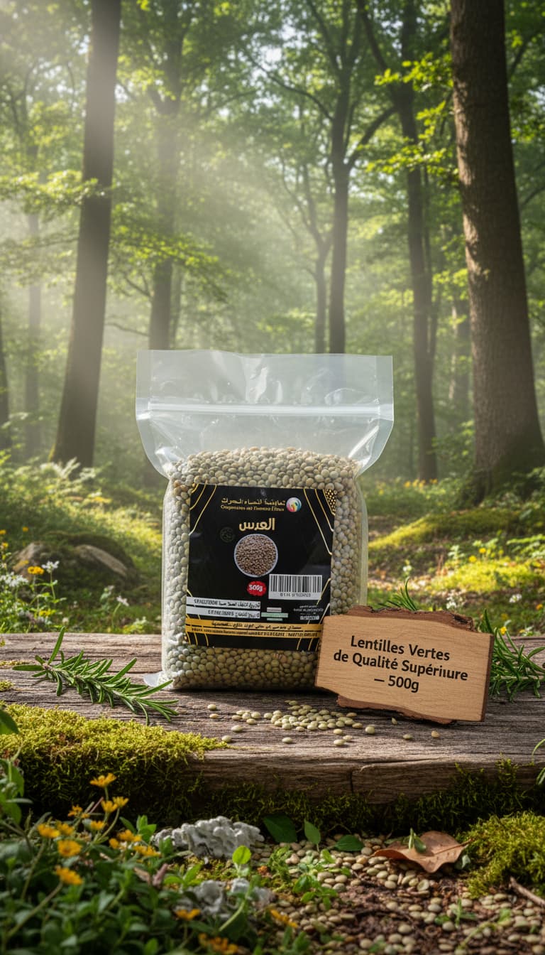 lentilles vertes de qualité supérieure — 500g